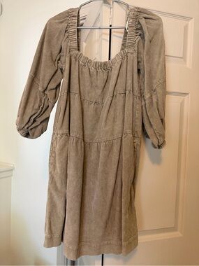 Boho Peasant Dress in Taupe